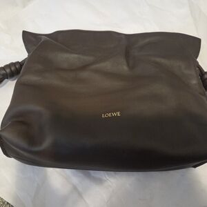 Loewe Chocolate Brown Smooth Leather Shoulder Bag with Gold Logo -Flamenco Bag